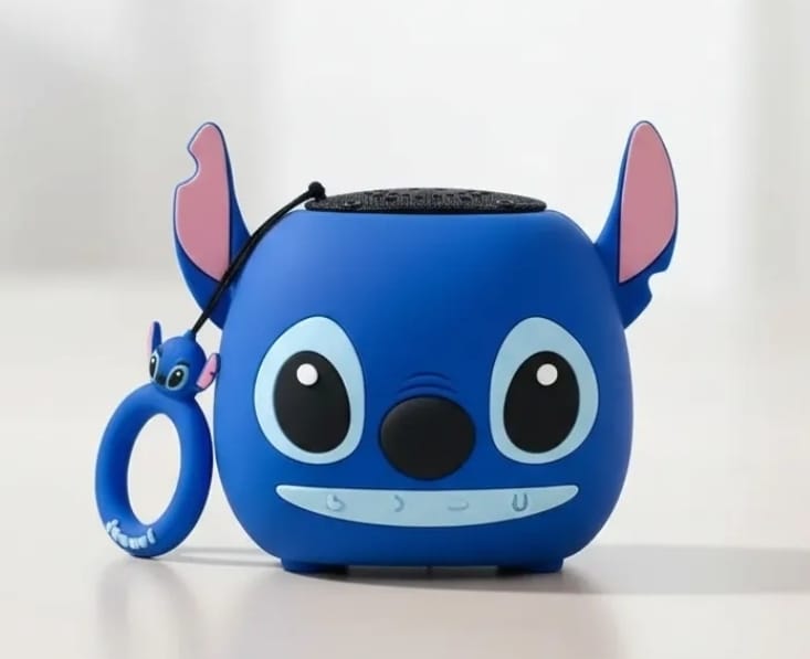 Stitch Bluetooth Speaker portátil con diseño de dibujos animados y anillo de llavero.