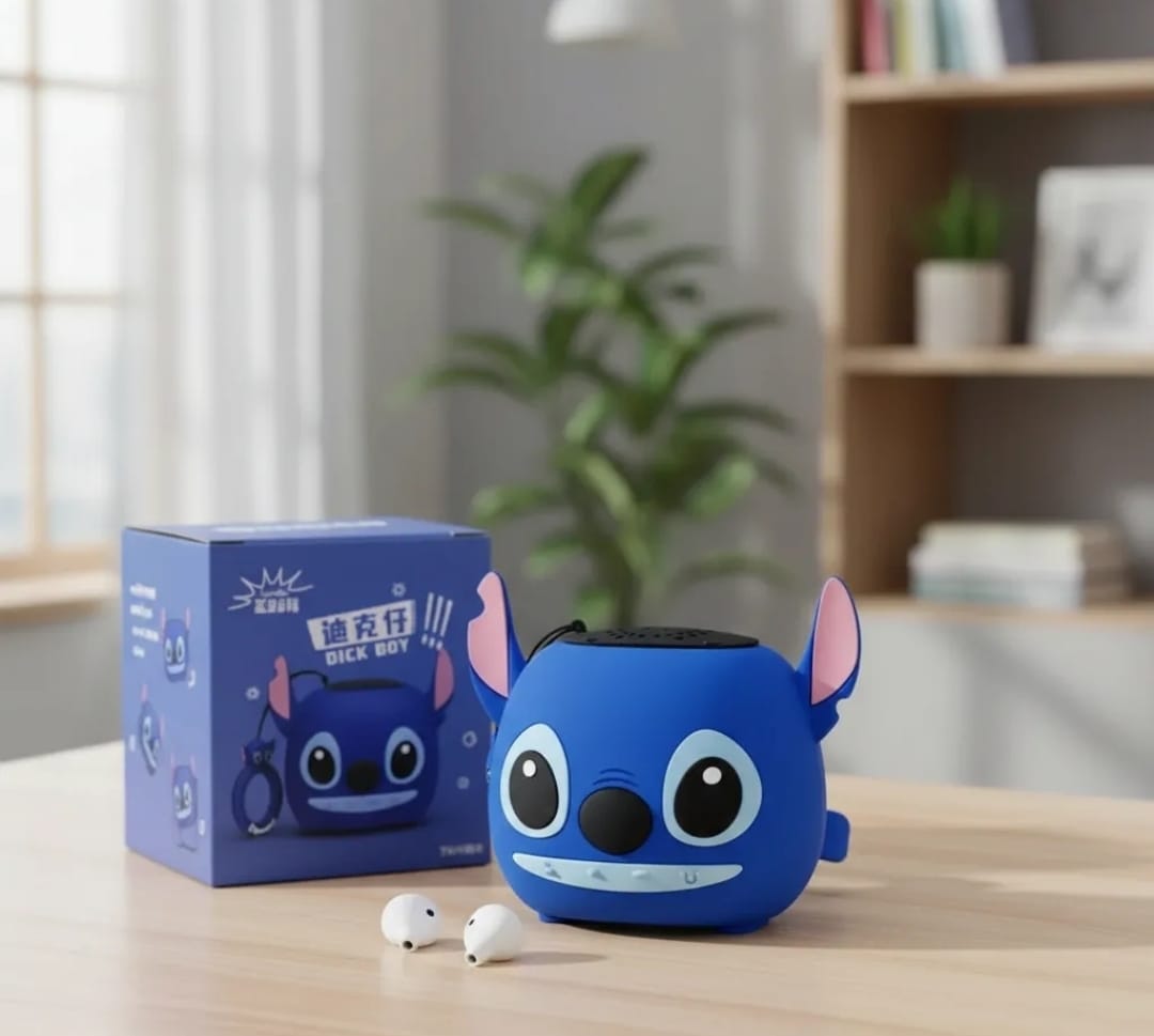 Stitch Bluetooth Speaker portátil con diseño de dibujos animados, ideal para llevar música a cualquier lugar.